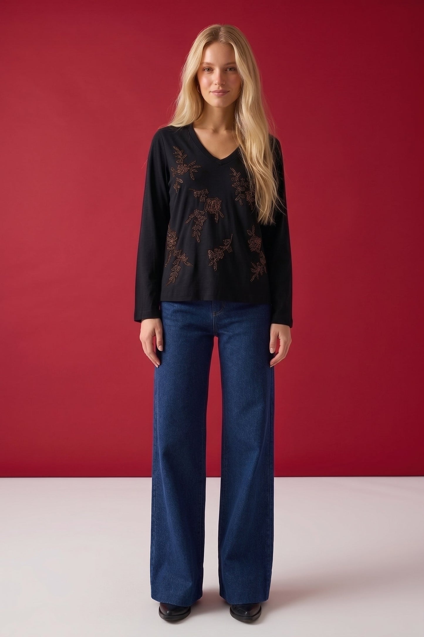 Johnny Was JWLA Femke Beaded Kimono Sleeve Tee J19025-O