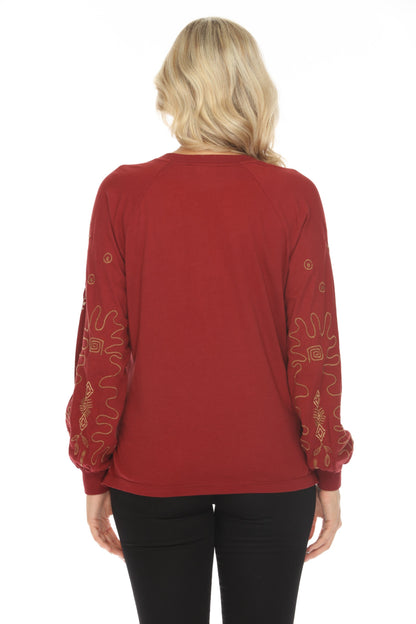 Johnny Was JWLA Raglan Bishop Sleeve Tee Cotton J17024-8 *