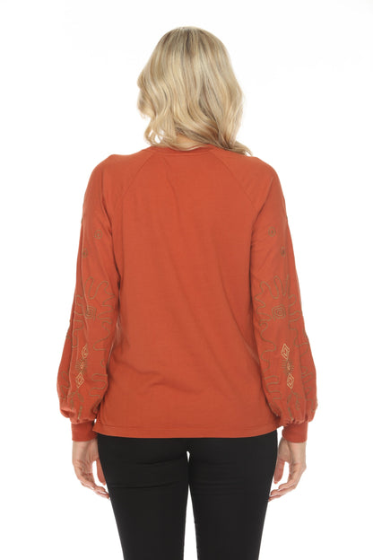 Johnny Was JWLA Raglan Bishop Sleeve Tee Cotton J17024-8 *