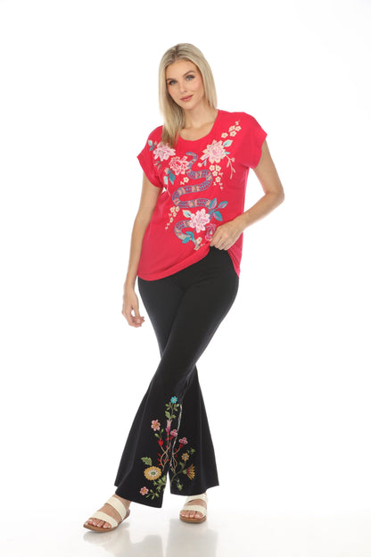 Johnny Was JWLA Edie Relaxed Embroidered Tee Boho Chic J15024