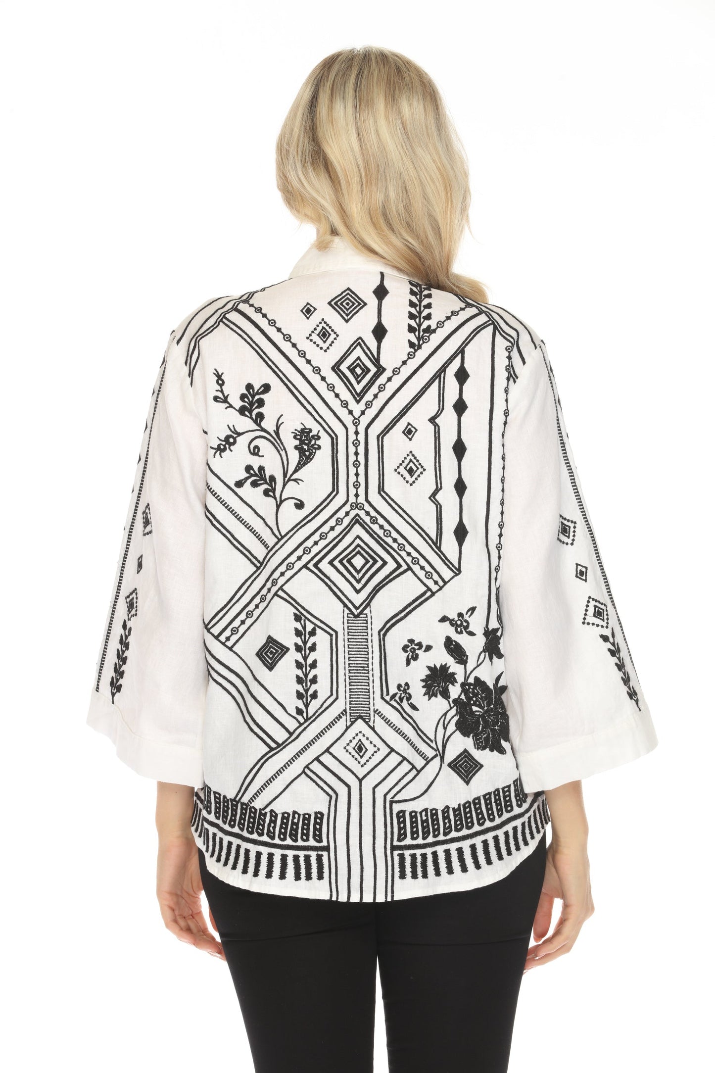 Johnny Was JWLA Kimono Sleeve Linen Shirt J15524 *