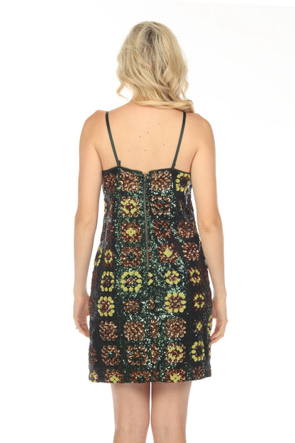 Johnny Was Love Gemini Sequin Spaghetti Strap Mini Dress L34923