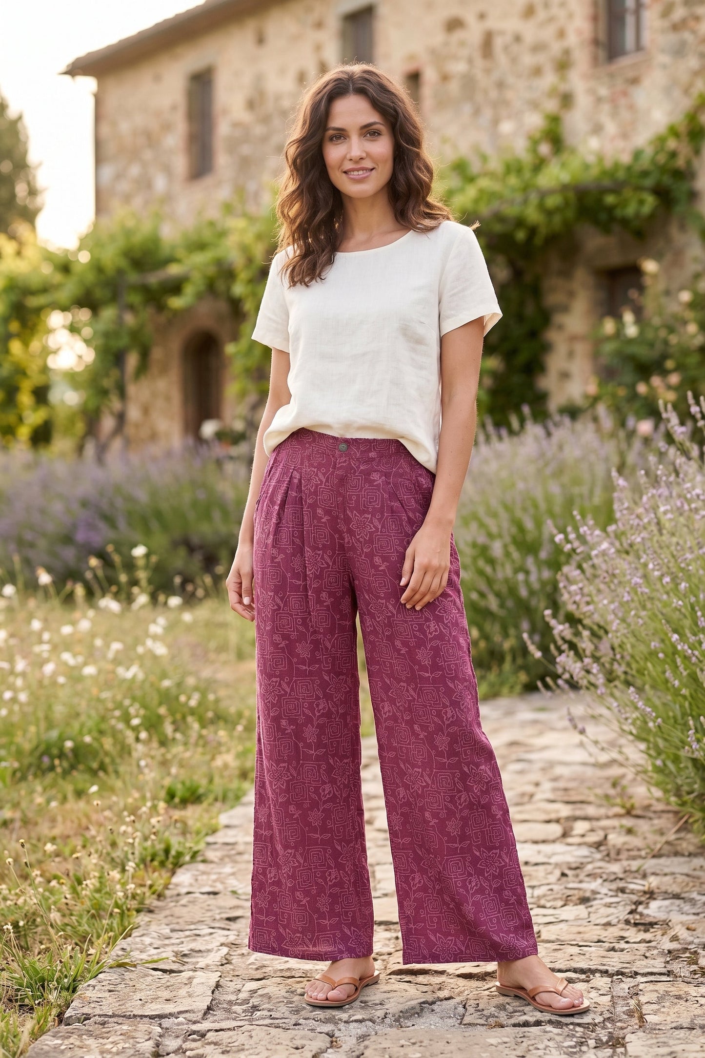 Johnny Was Nena Embroidered Palazzo Pants C66325-8