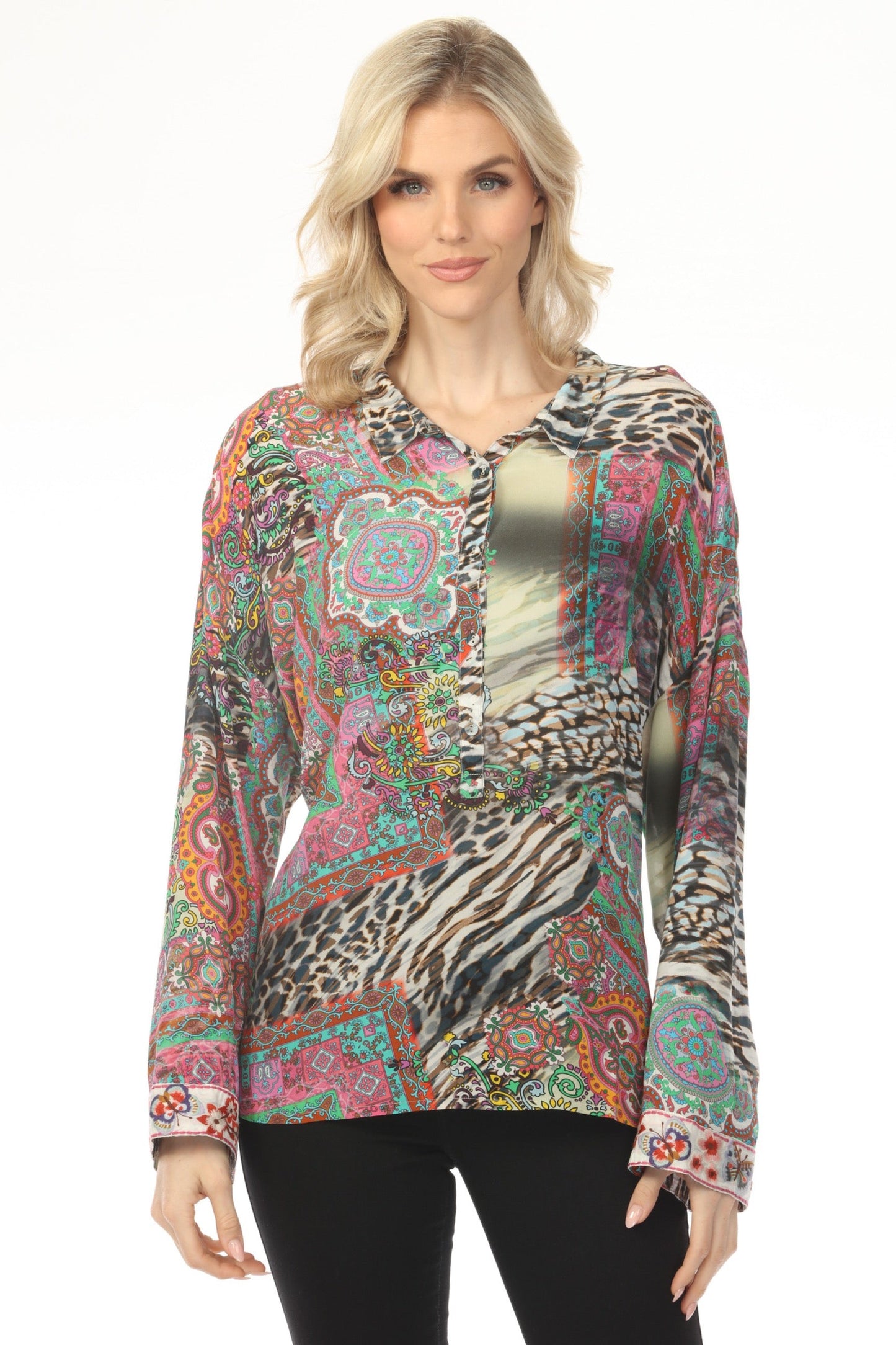 Johnny Was Paisley Tie Slim Audrey Blouse C11924BE