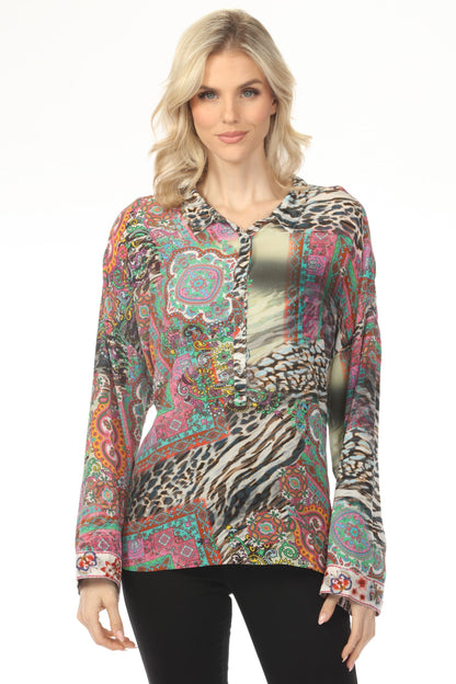 Johnny Was Paisley Tie Slim Audrey Blouse C11924BE