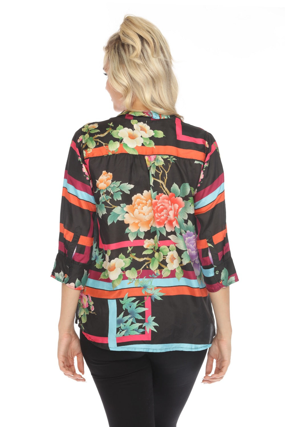 Johnny Was Petalunah Le Jardin Silk Blouse C14824