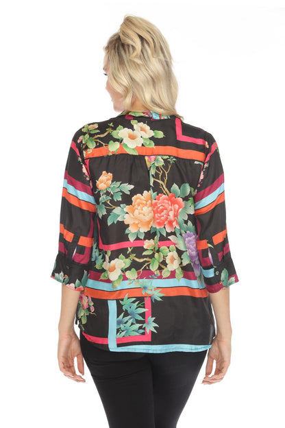Johnny Was Petalunah Le Jardin Silk Blouse C14824