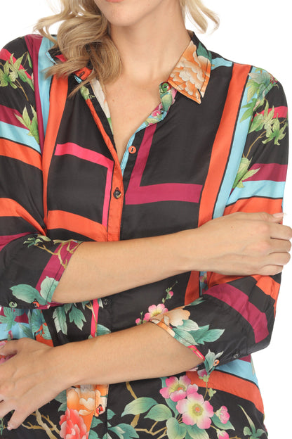 Johnny Was Petalunah Le Jardin Silk Blouse C14824