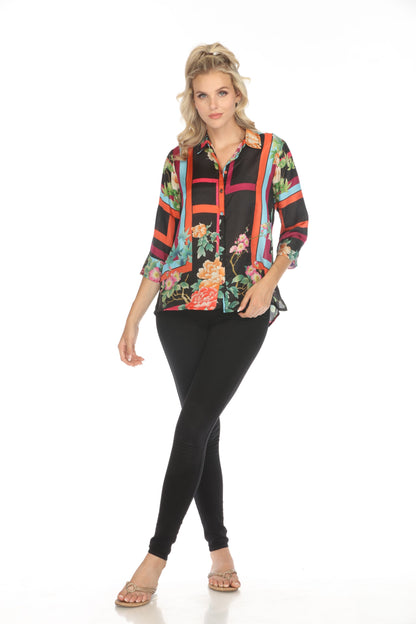 Johnny Was Petalunah Le Jardin Silk Blouse C14824