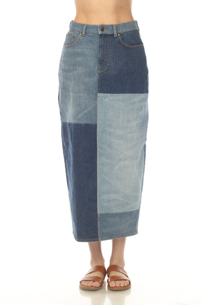 Johnny Was Blue The Patchwork Denim Skirt JWD1171-2