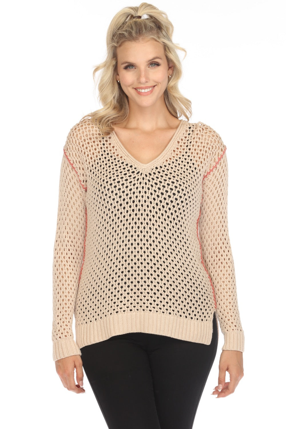 Johnny Was Theresa Crochet Sweater Top M66122 Boho Chic