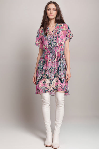 Johnny Was Paisley Thia Burnout Silk Dress C34424A6