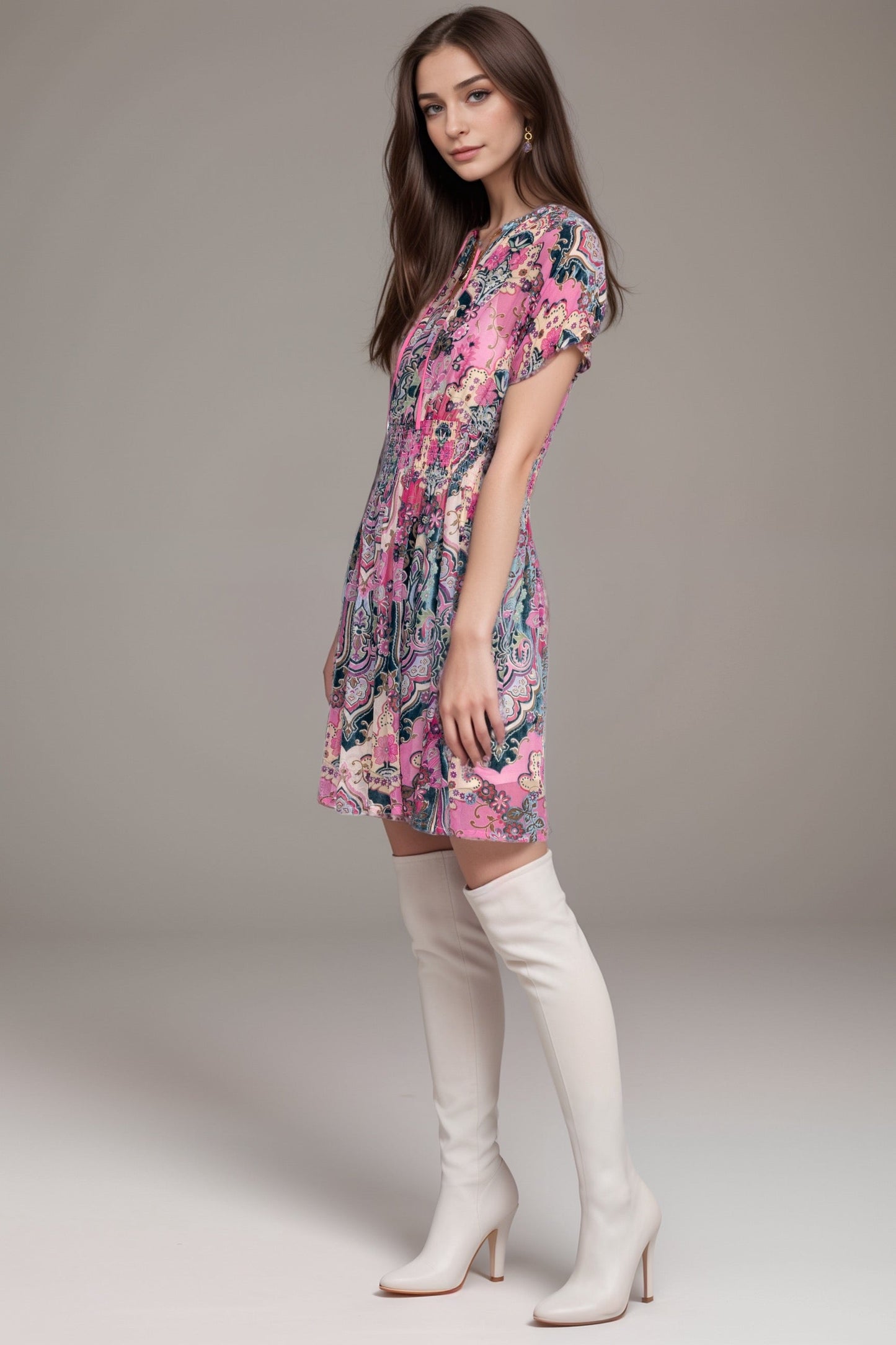 Johnny Was Paisley Thia Burnout Silk Dress C34424A6