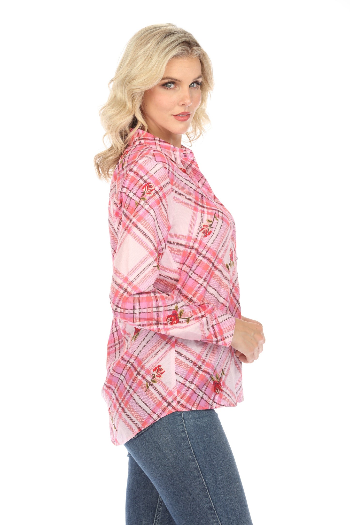 Johnny Was Workshop Plaid Roseanne Button Down Shirt W10924