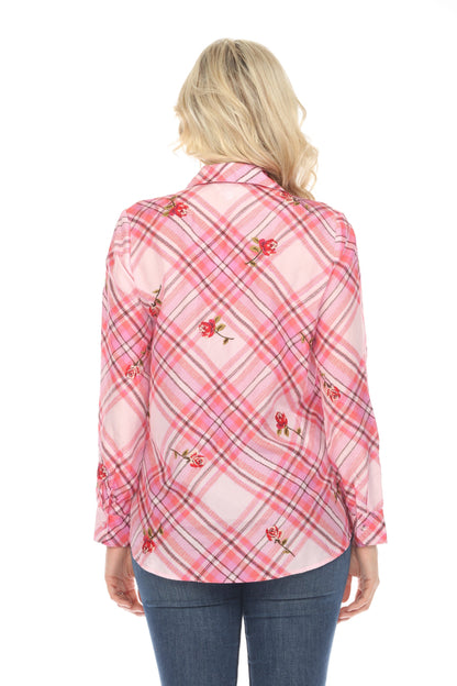 Johnny Was Workshop Plaid Roseanne Button Down Shirt W10924