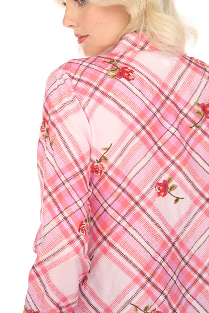 Johnny Was Workshop Plaid Roseanne Button Down Shirt W10924