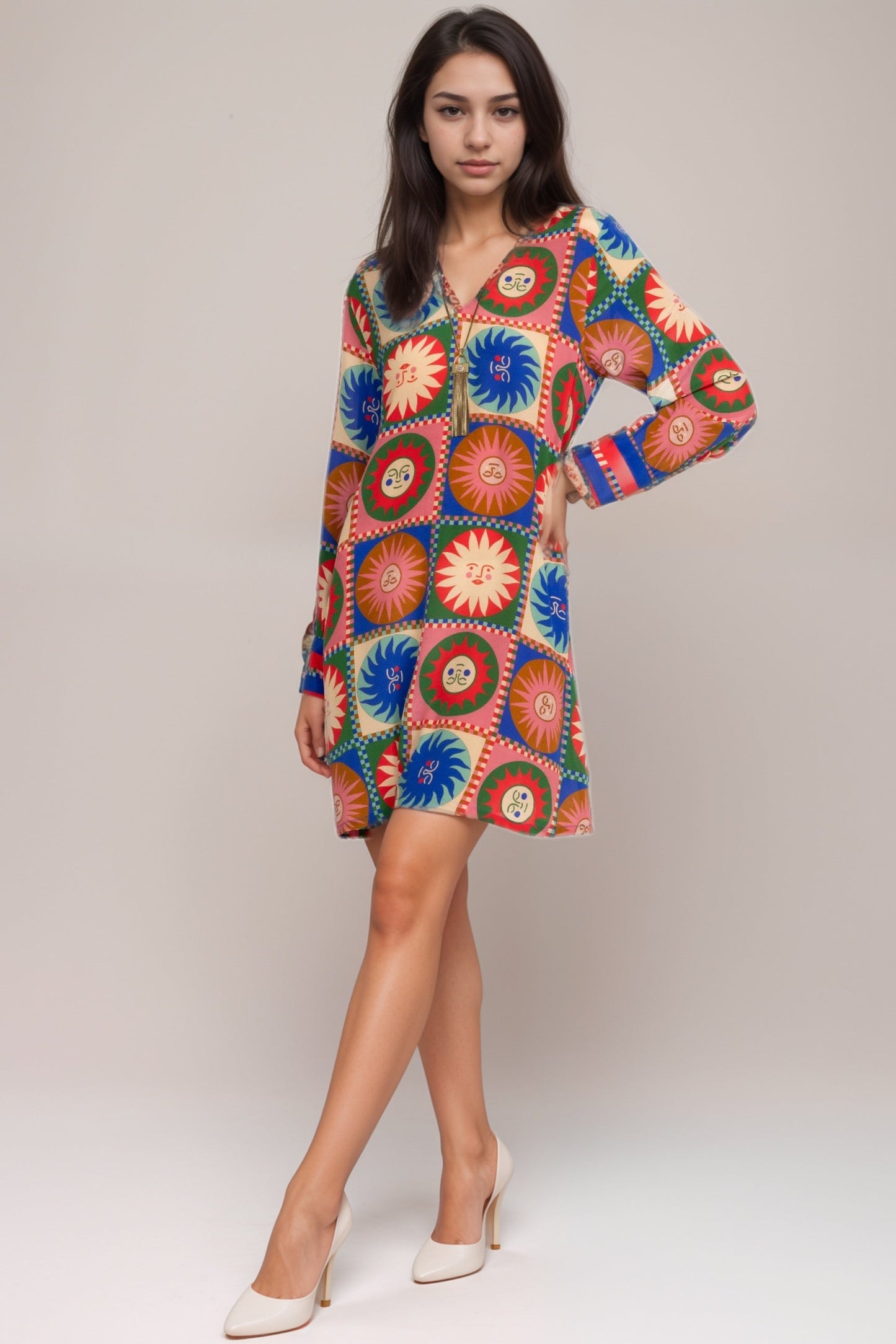 Johnny Was Workshop Silk V-Neck Swing Dress W30225-R
