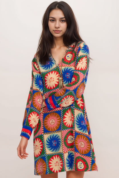 Johnny Was Workshop Silk V-Neck Swing Dress W30225-R