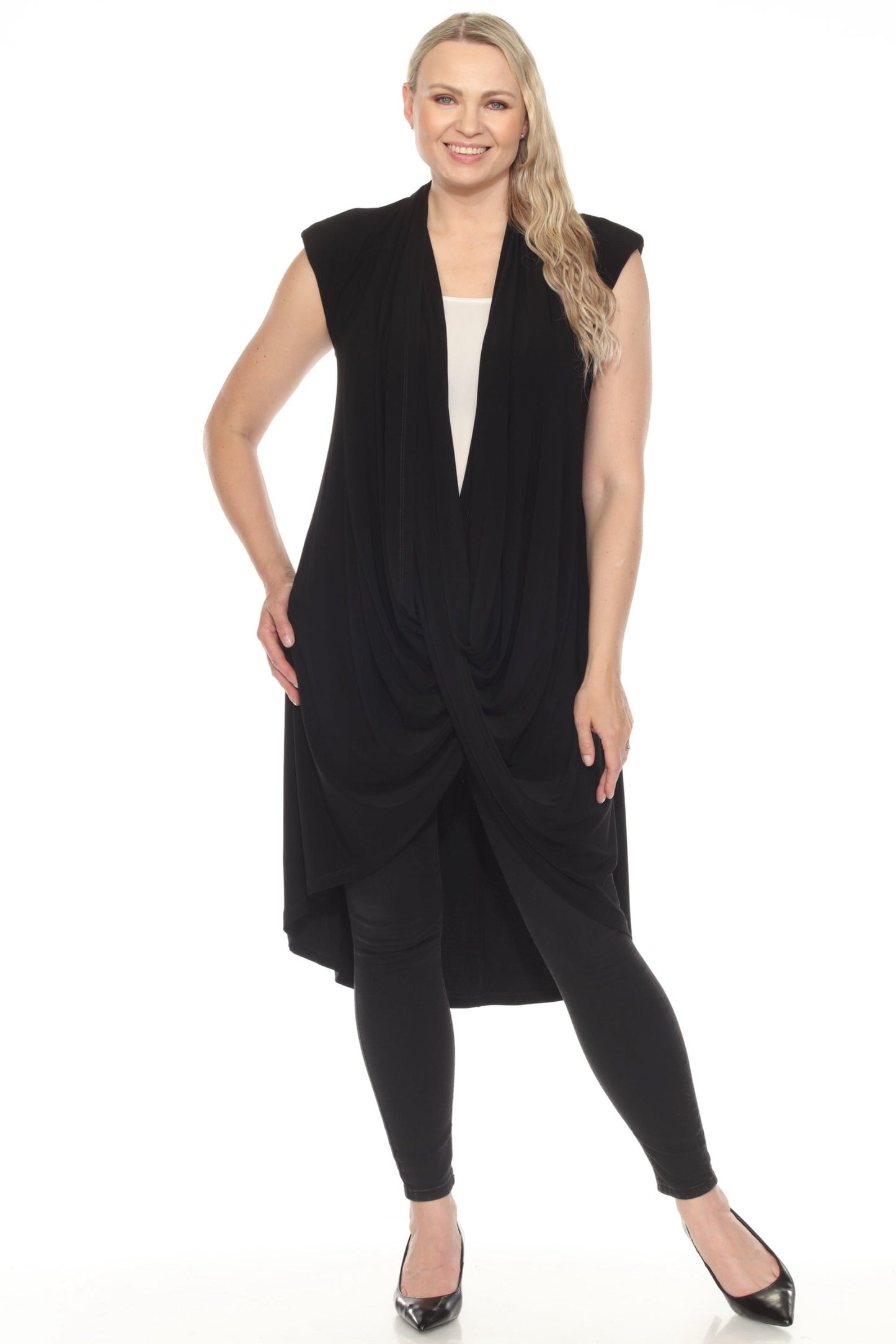 Joseph Ribkoff Black Cap Sleeve Longline Cover Up 251052
