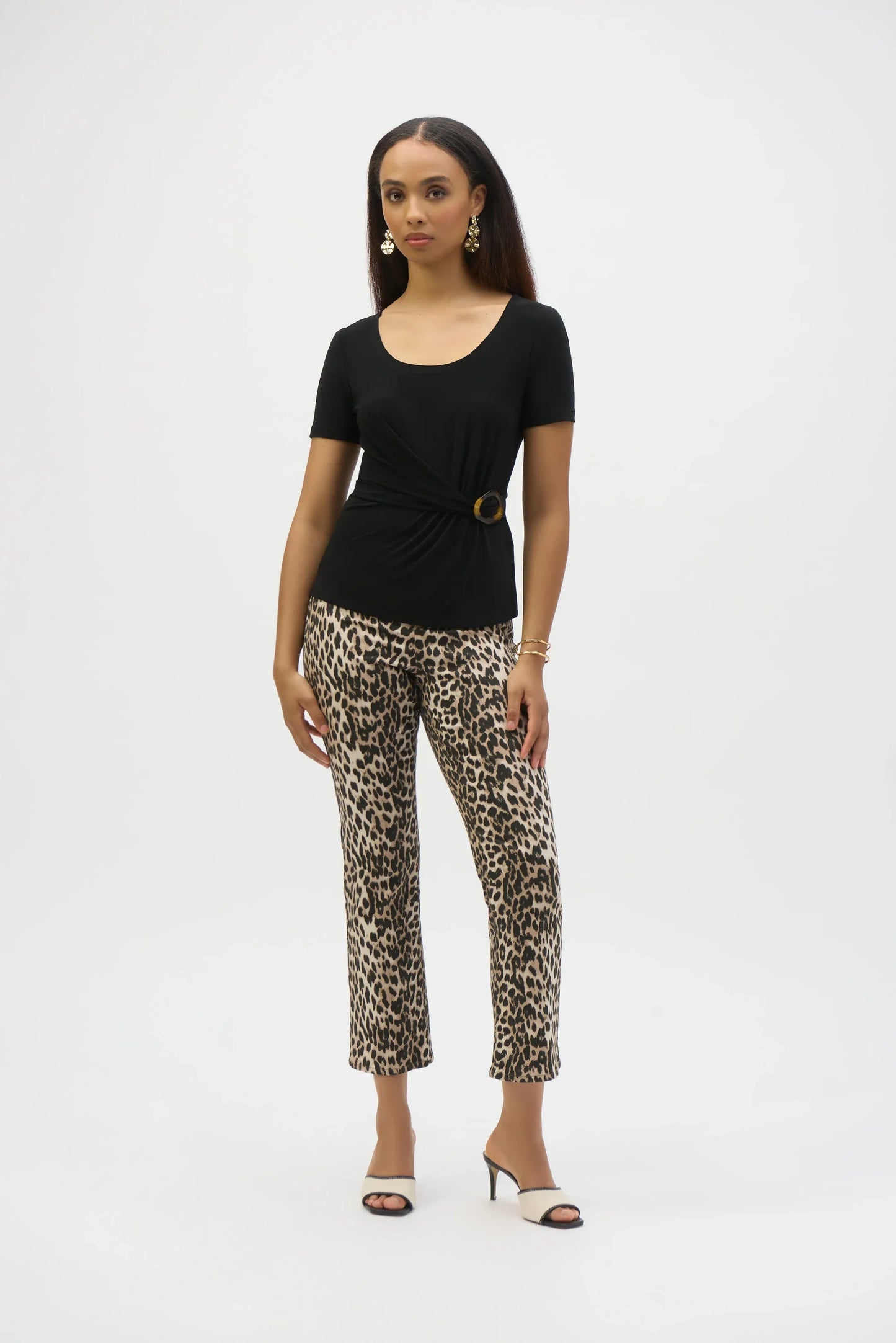 Joseph Ribkoff Drape Front Buckle Detail Fitted Top 252230
