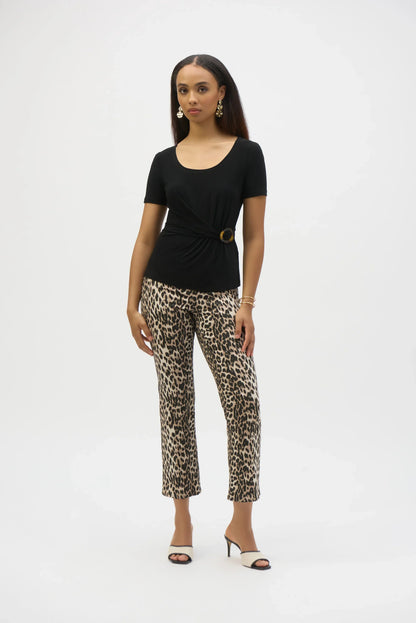 Joseph Ribkoff Drape Front Buckle Detail Fitted Top 252230