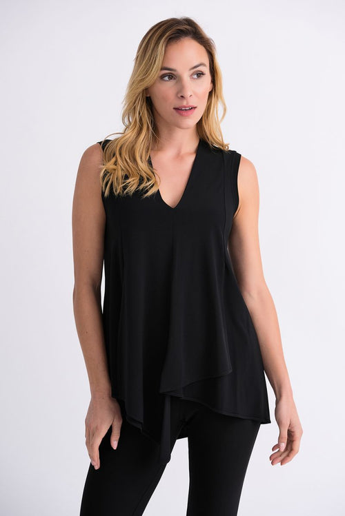 Joseph Ribkoff Layered Sleeveless Asymmetric Hem Tunic Top 161060
