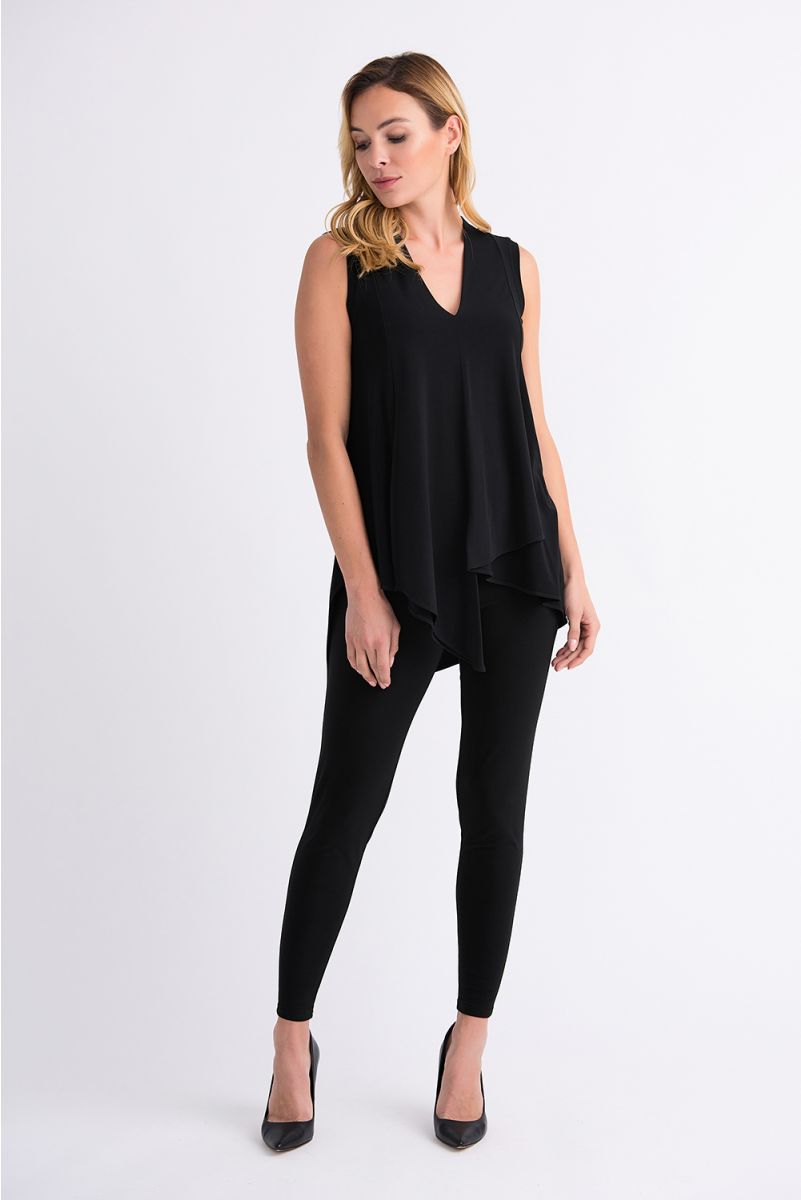 Joseph Ribkoff Layered Sleeveless Asymmetric Hem Tunic Top 161060