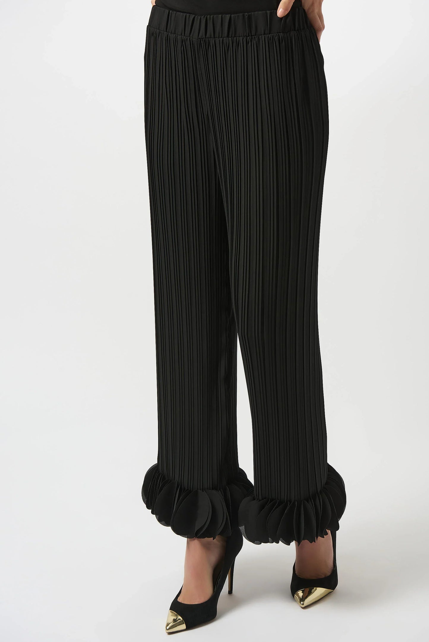Joseph Ribkoff Black Lightweight Pleated Wide Leg Pants 253940