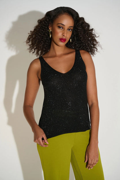 Joseph Ribkoff Metallic Knitted Camisole With Rhinestones 252915S26