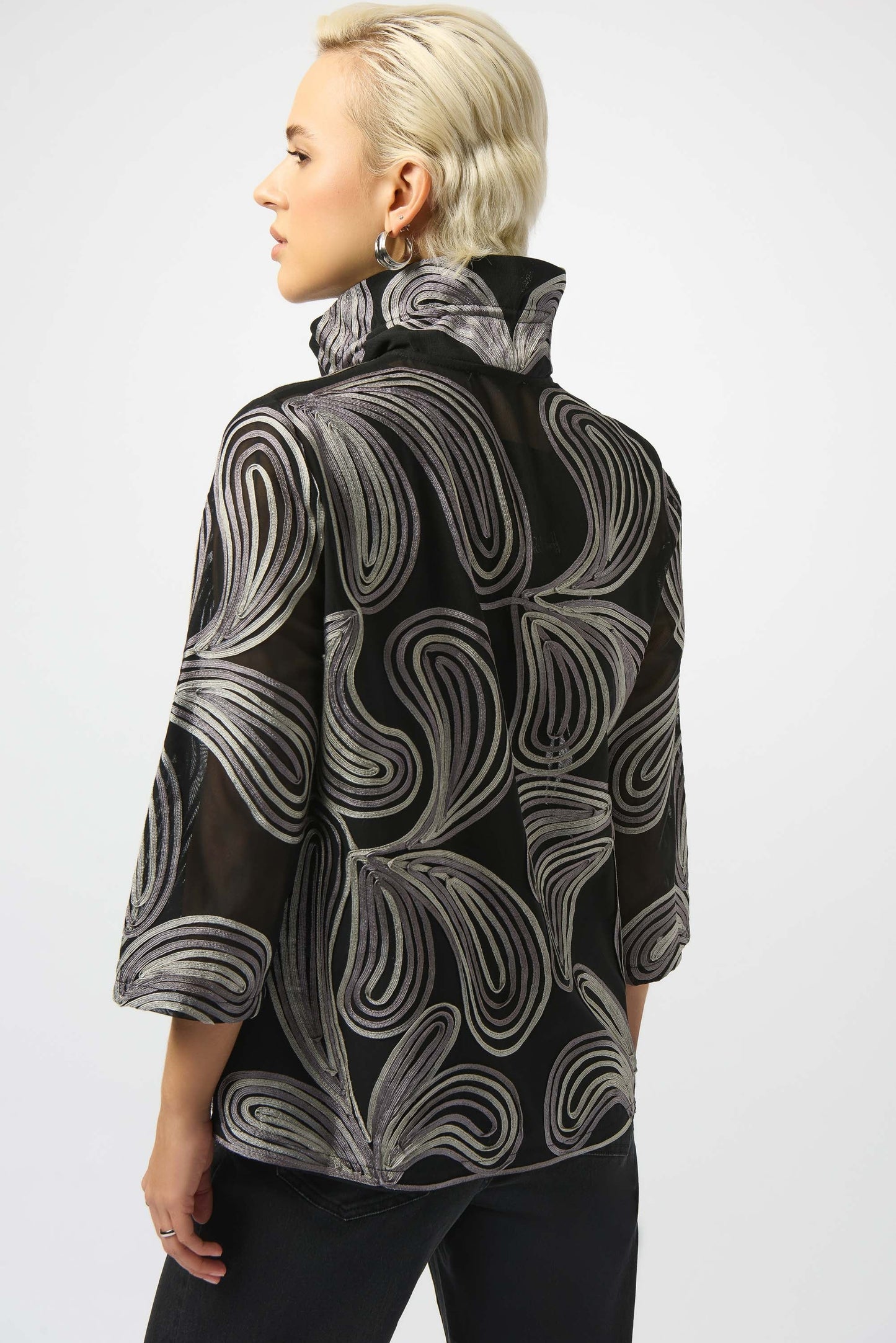 Joseph Ribkoff Black/Multi Embroidered Mesh Jacket 253949-R