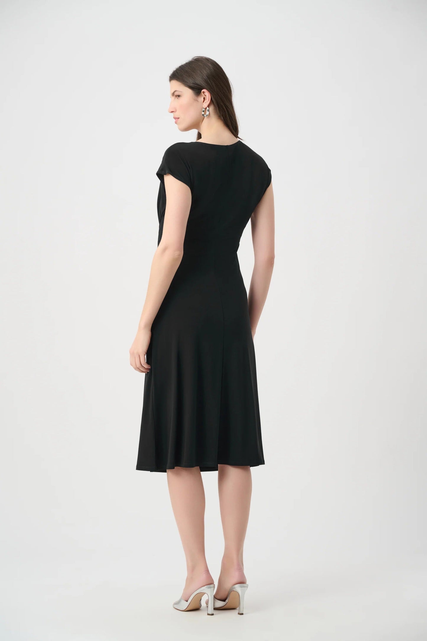 Joseph Ribkoff Ruched Wrap Front Midi A-Line Dress 261146