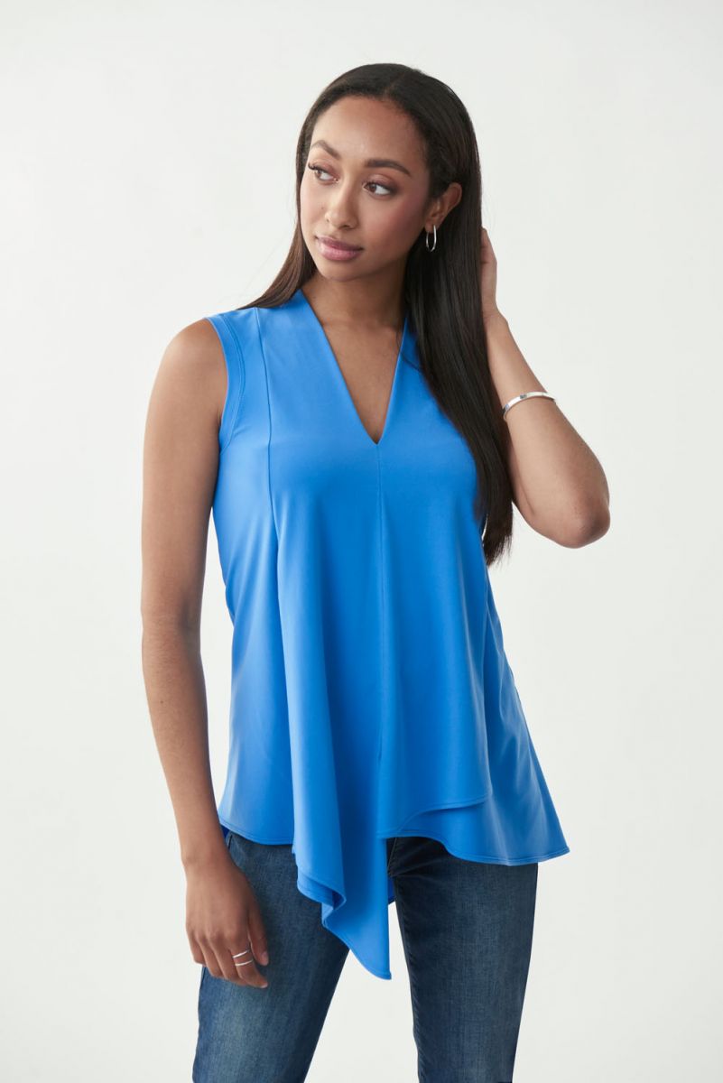 Joseph Ribkoff Layered Sleeveless Asymmetric Hem Tunic Top 161060