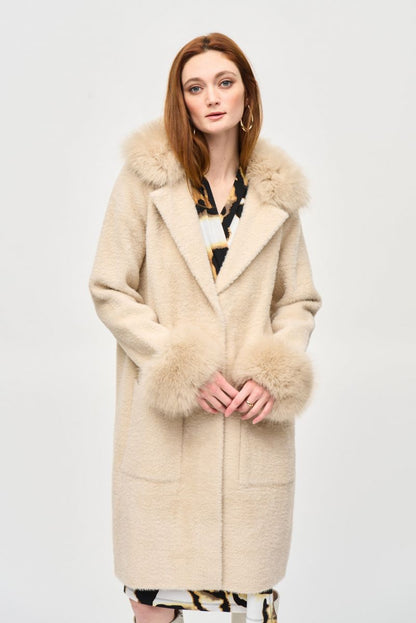 Joseph Ribkoff Detachable Faux Fur Trim Long Sleeve Coat 243923F25