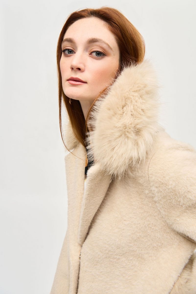 Joseph Ribkoff Detachable Faux Fur Trim Long Sleeve Coat 243923F25