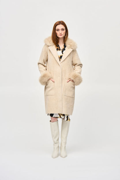 Joseph Ribkoff Detachable Faux Fur Trim Long Sleeve Coat 243923F25