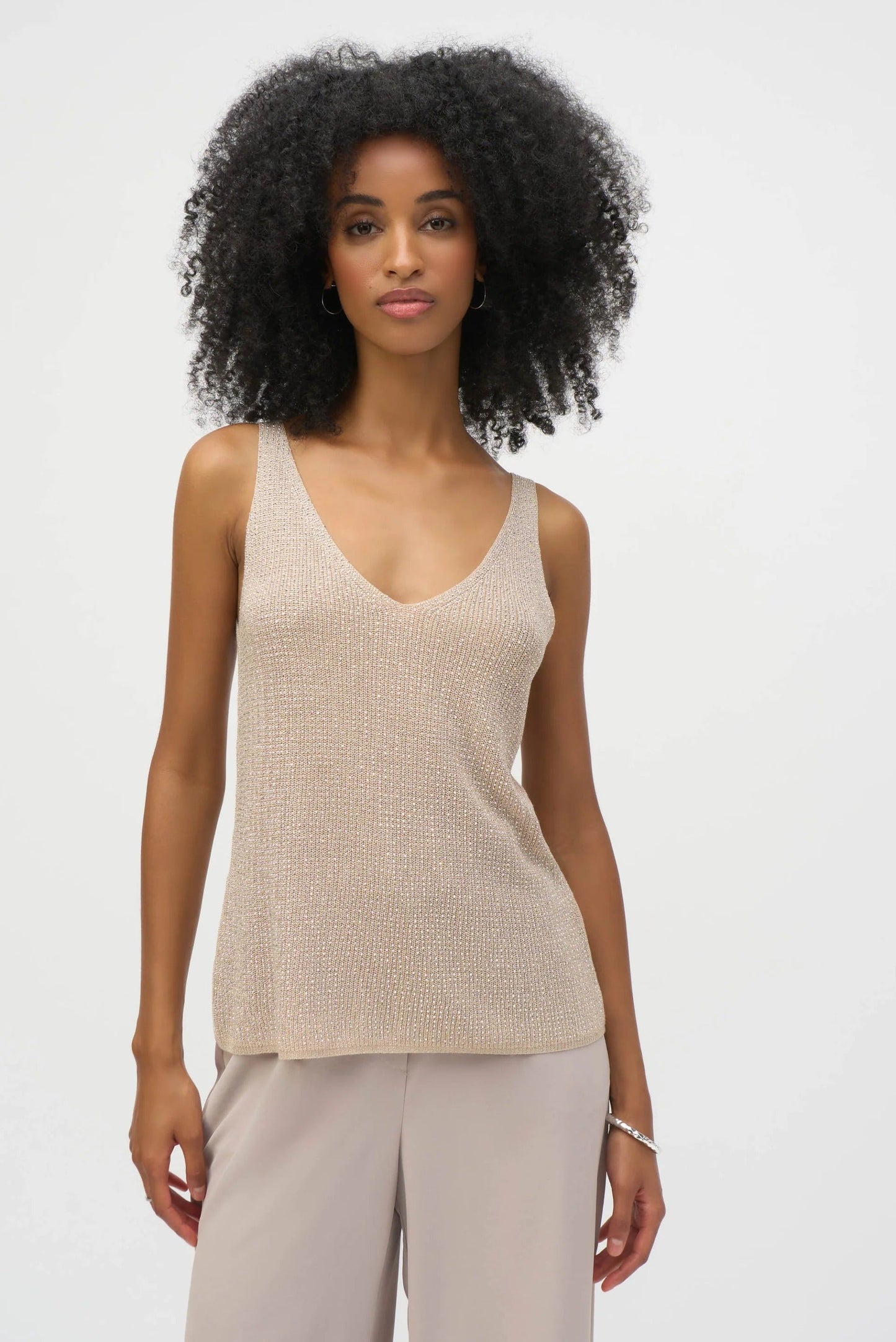 Joseph Ribkoff Metallic Knitted Camisole With Rhinestones 252915S26