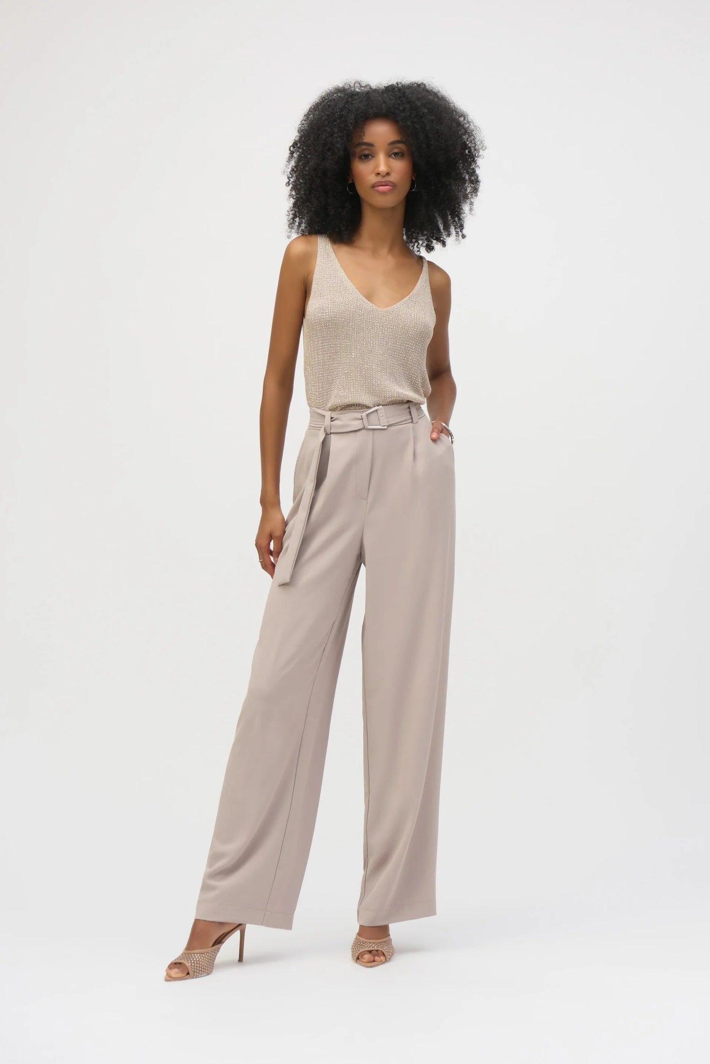 Joseph Ribkoff Metallic Knitted Camisole With Rhinestones 252915S26