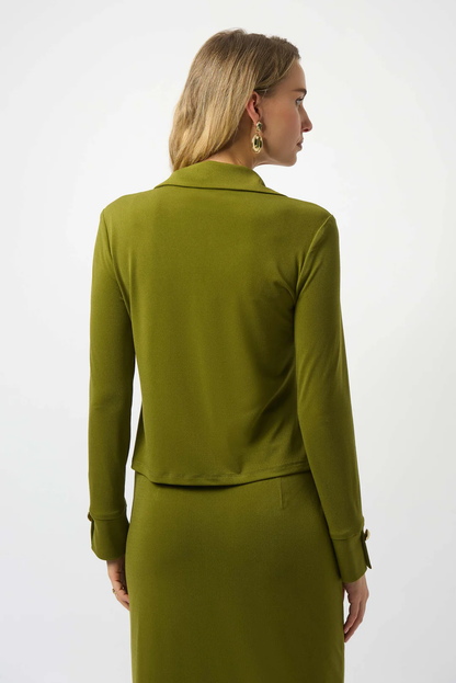 Joseph Ribkoff Collared V-Neck Long Sleeves Fitted Top 253258-R