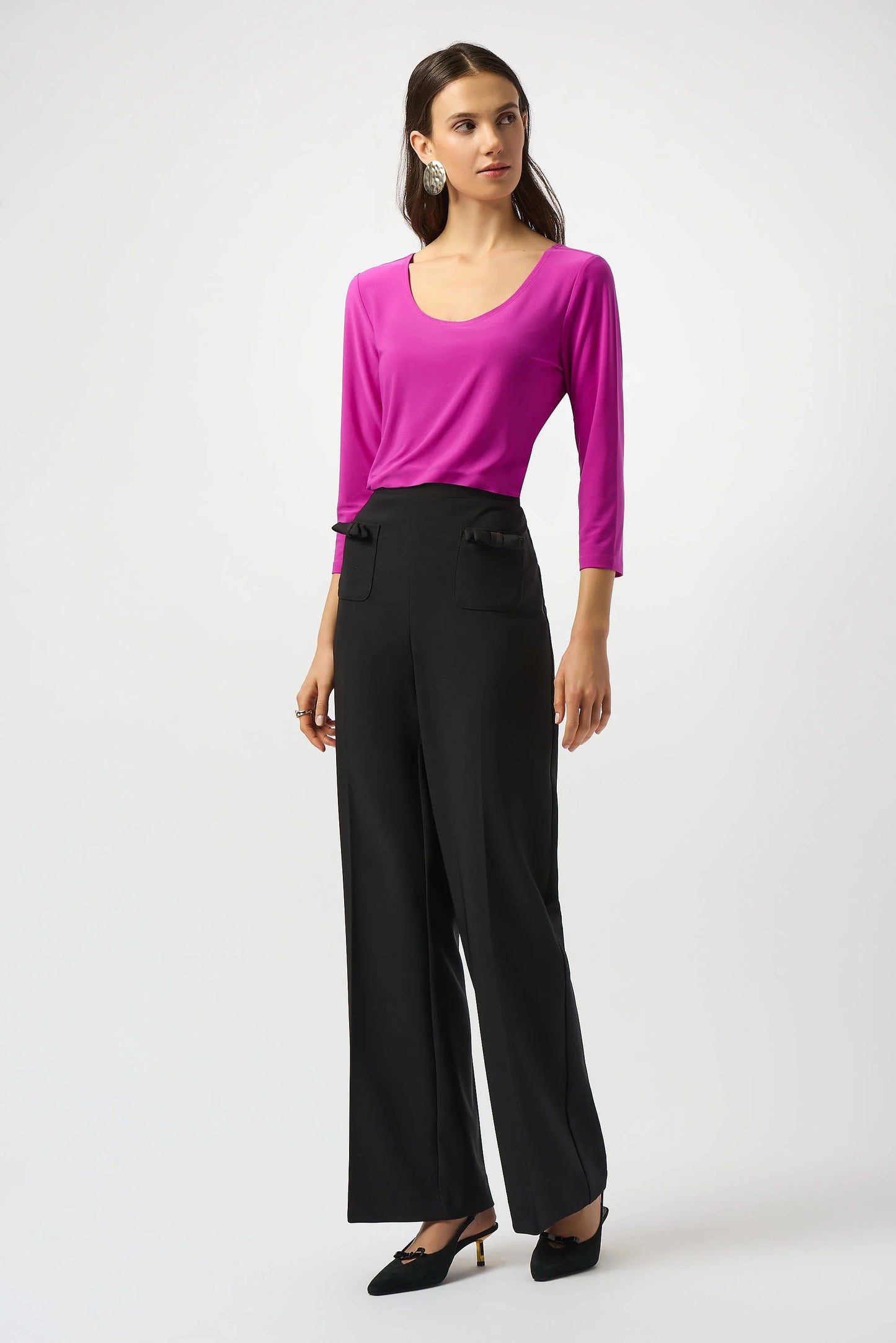 Joseph Ribkoff Scoop Neck 3/4 Sleeve Relaxed Top 253945