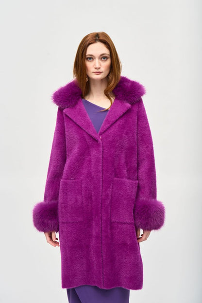Joseph Ribkoff Detachable Faux Fur Trim Long Sleeve Coat 243923F25