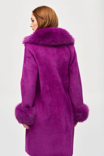 Joseph Ribkoff Detachable Faux Fur Trim Long Sleeve Coat 243923F25