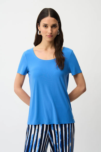 Joseph Ribkoff Scoop Neck Short Sleeve Flared Top 261940