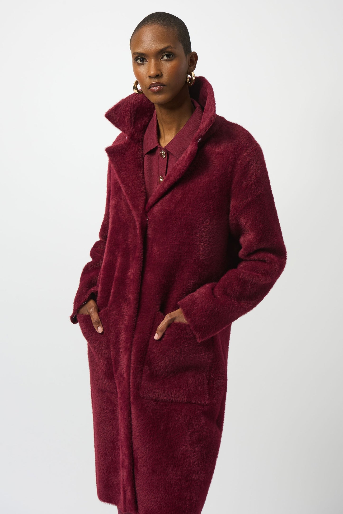 Joseph Ribkoff Detachable Faux Fur Trim Long Sleeve Coat 243923F25