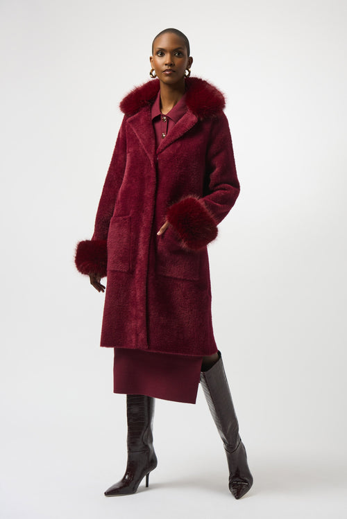 Joseph Ribkoff Detachable Faux Fur Trim Long Sleeve Coat 243923F25