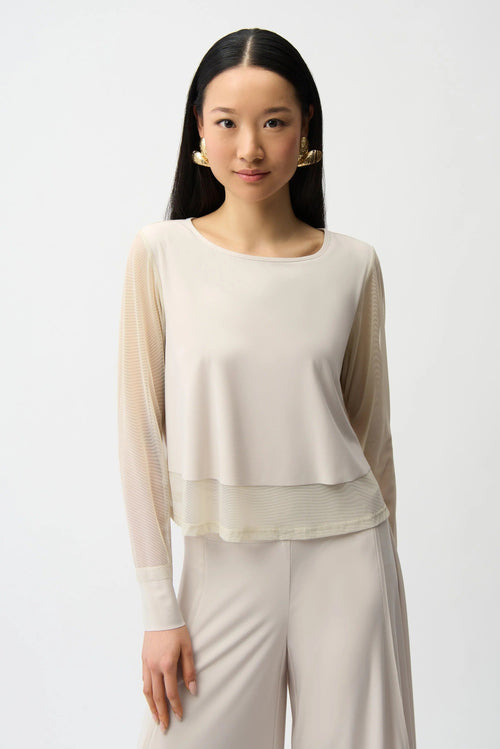 Joseph Ribkoff Layered Mesh Long Sleeve Top 261278