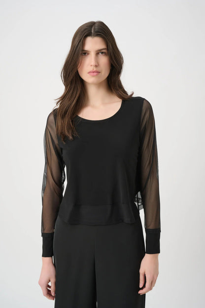 Joseph Ribkoff Layered Mesh Long Sleeve Top 261278