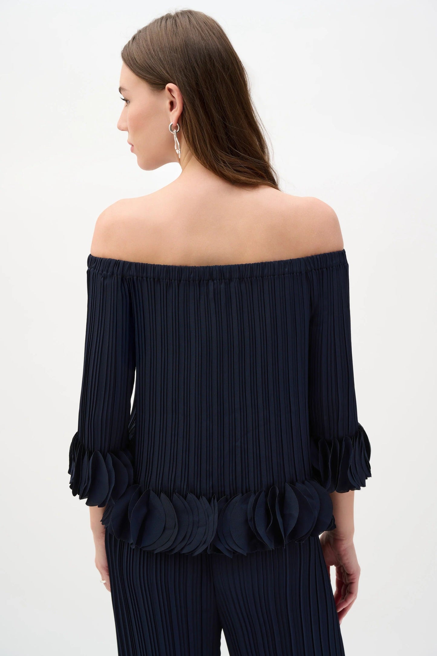 Joseph Ribkoff Midnight Blue Off Shoulder Pleated Top 253939S26