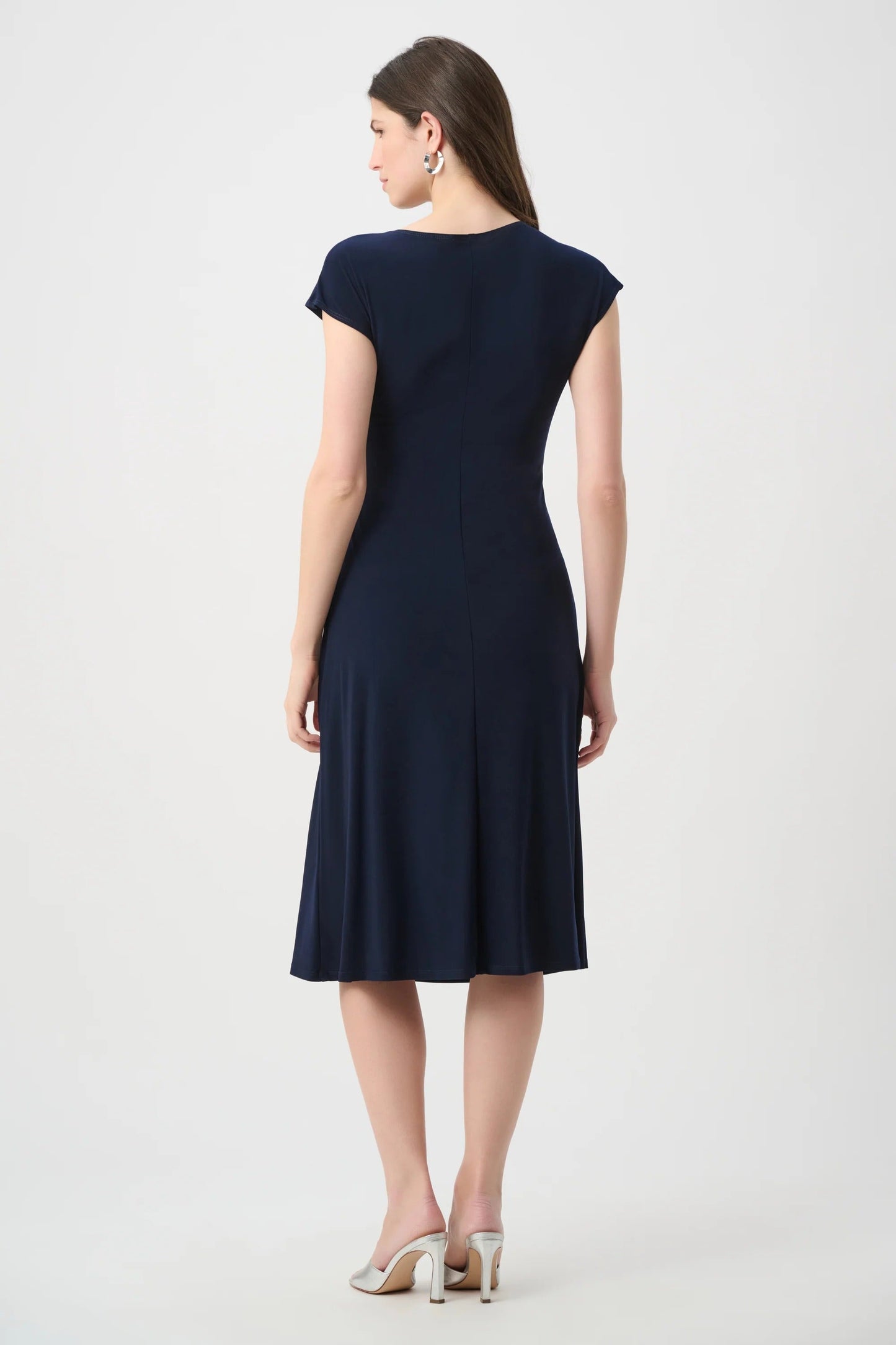 Joseph Ribkoff Ruched Wrap Front Midi A-Line Dress 261146