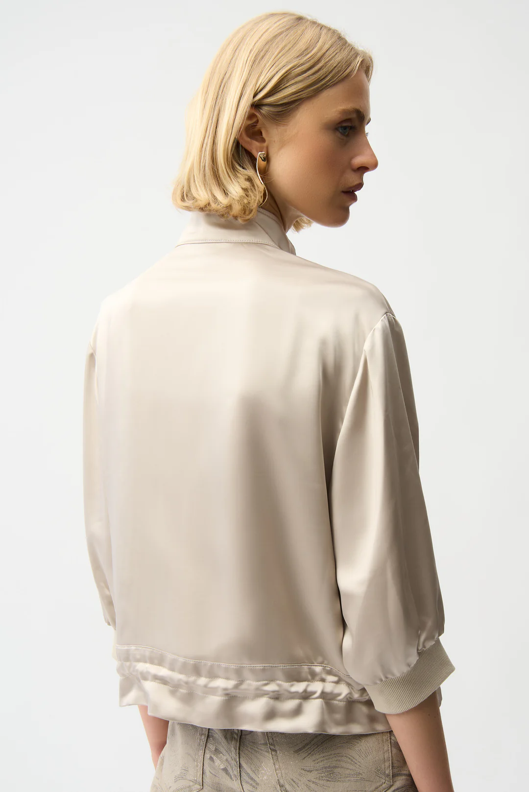 Joseph Ribkoff Moonstone Satin Drawstring Hem Boxy Jacket 261913