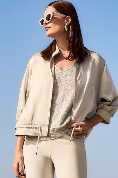Joseph Ribkoff Moonstone Satin Drawstring Hem Boxy Jacket 261913